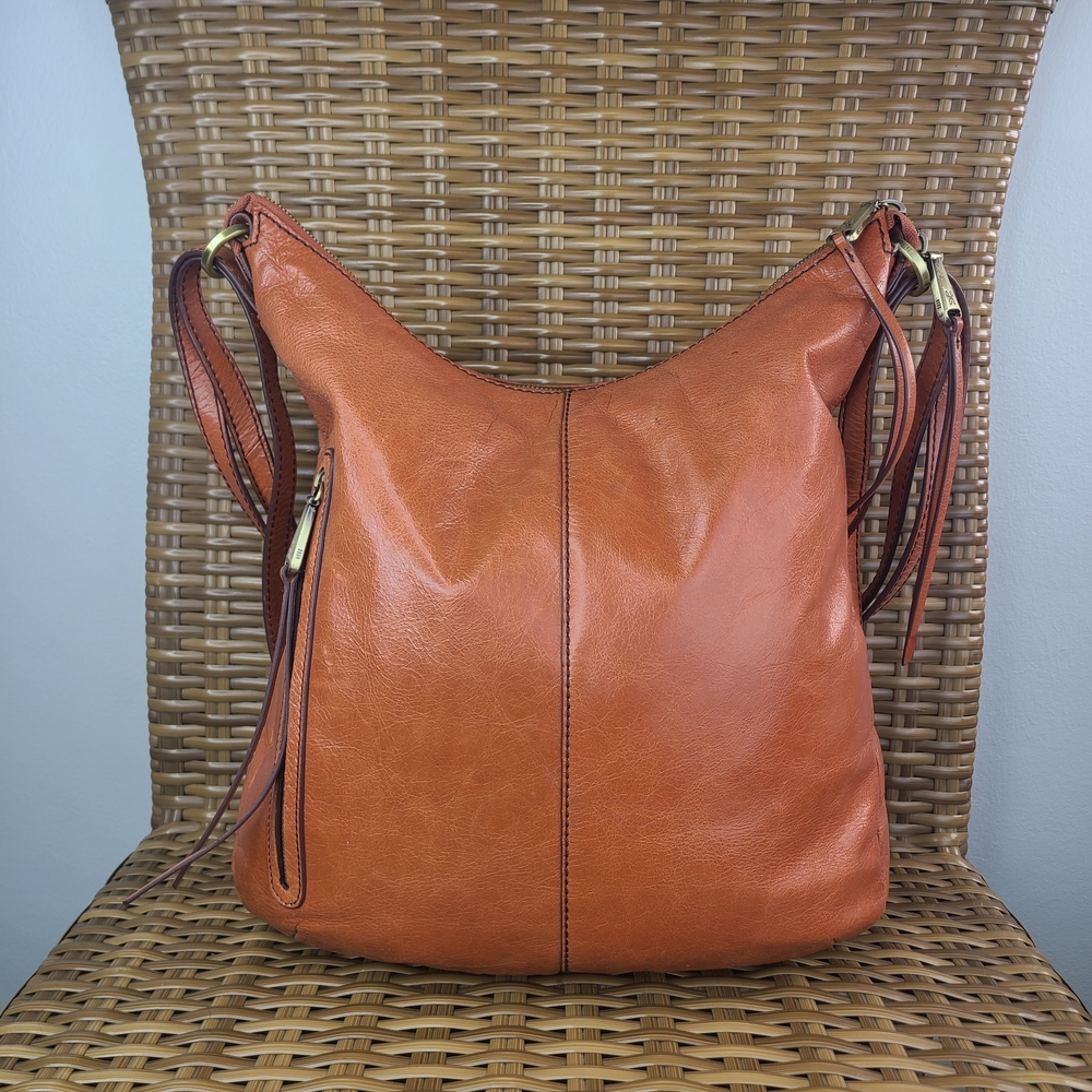 HOBO Orange Leather Hobo Bag